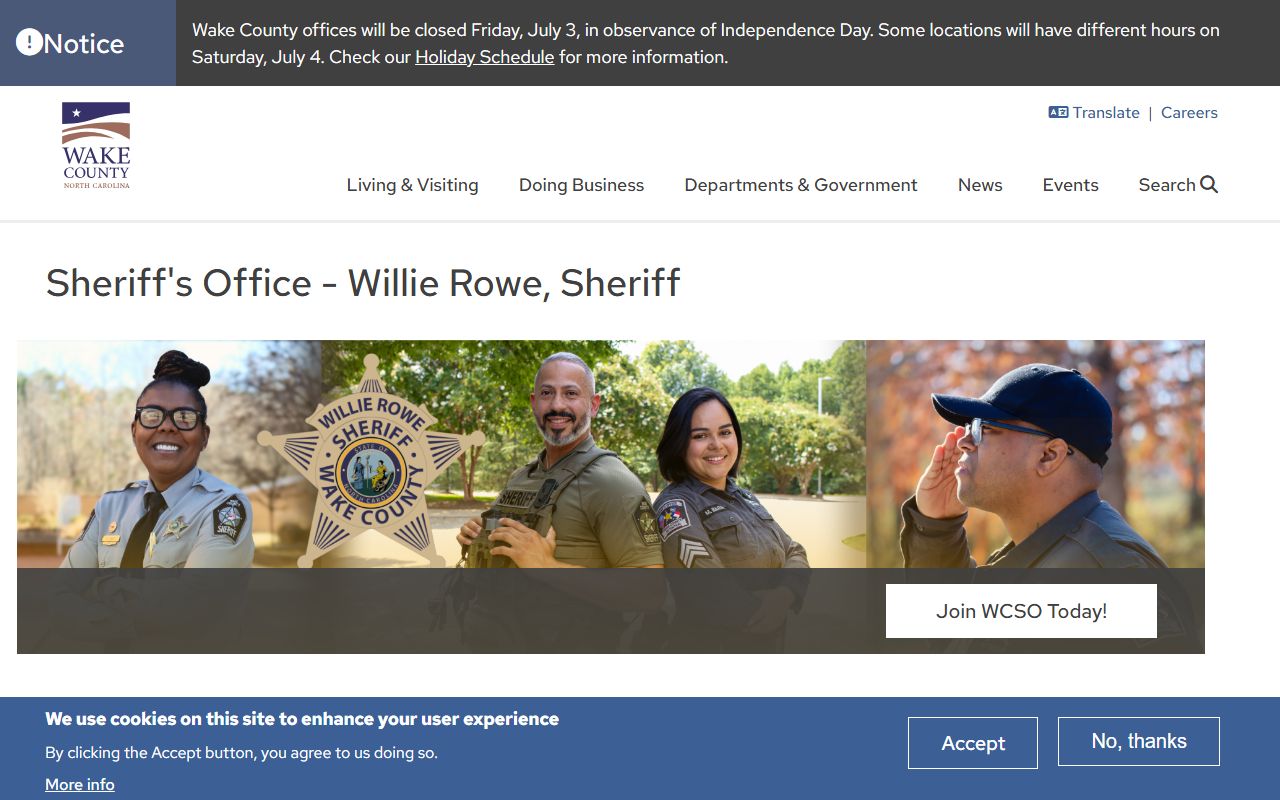 Garner phone directory Wake County Sheriff contact page